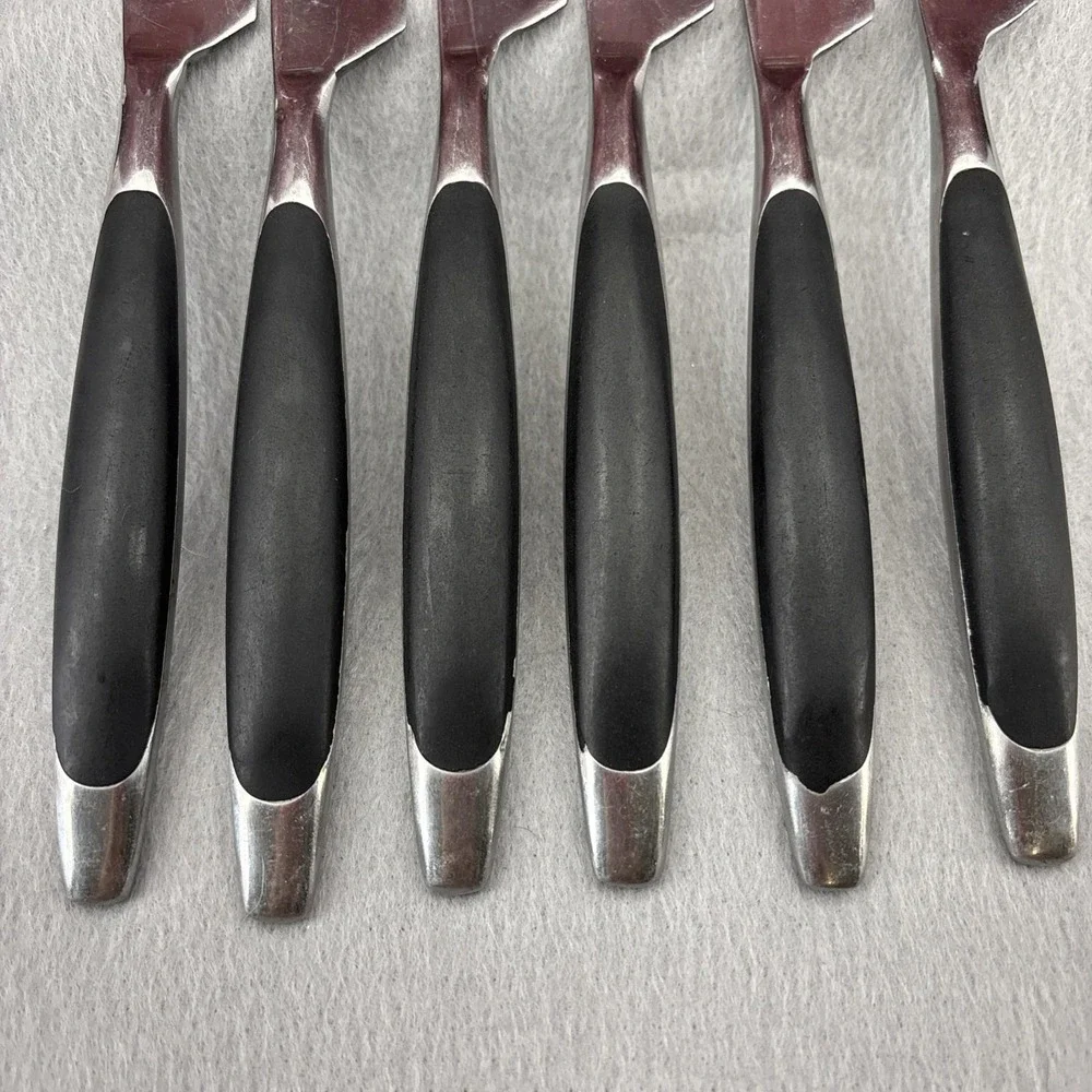 SSI Stainless Japan Black Canoe Style Resin Handle Serrated Edge Dinner Knife 6‎